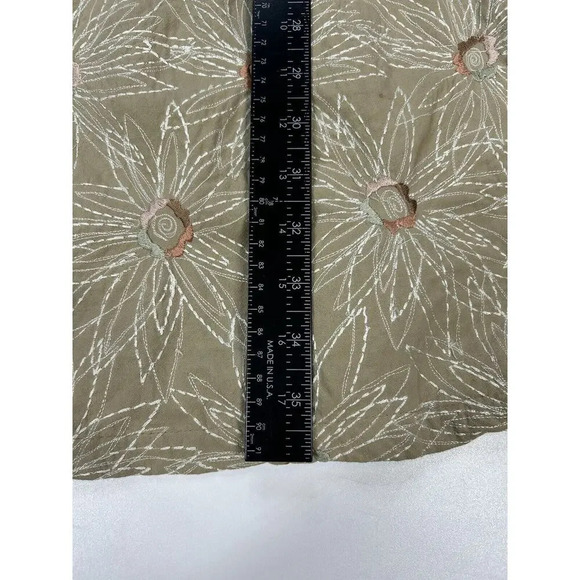 Basil & Maude Anthropologie Dress Womens Medium Embroidered Floral Tan Mini Boho - Picture 3 of 8